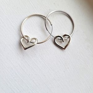 Silver Heart Hoop Earrings